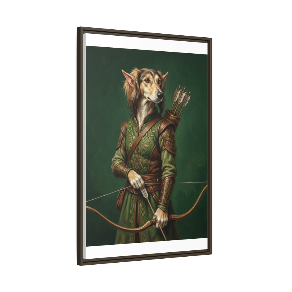 Archer Dog Matte Canvas Print — Framed Fantasy Animal Portrait