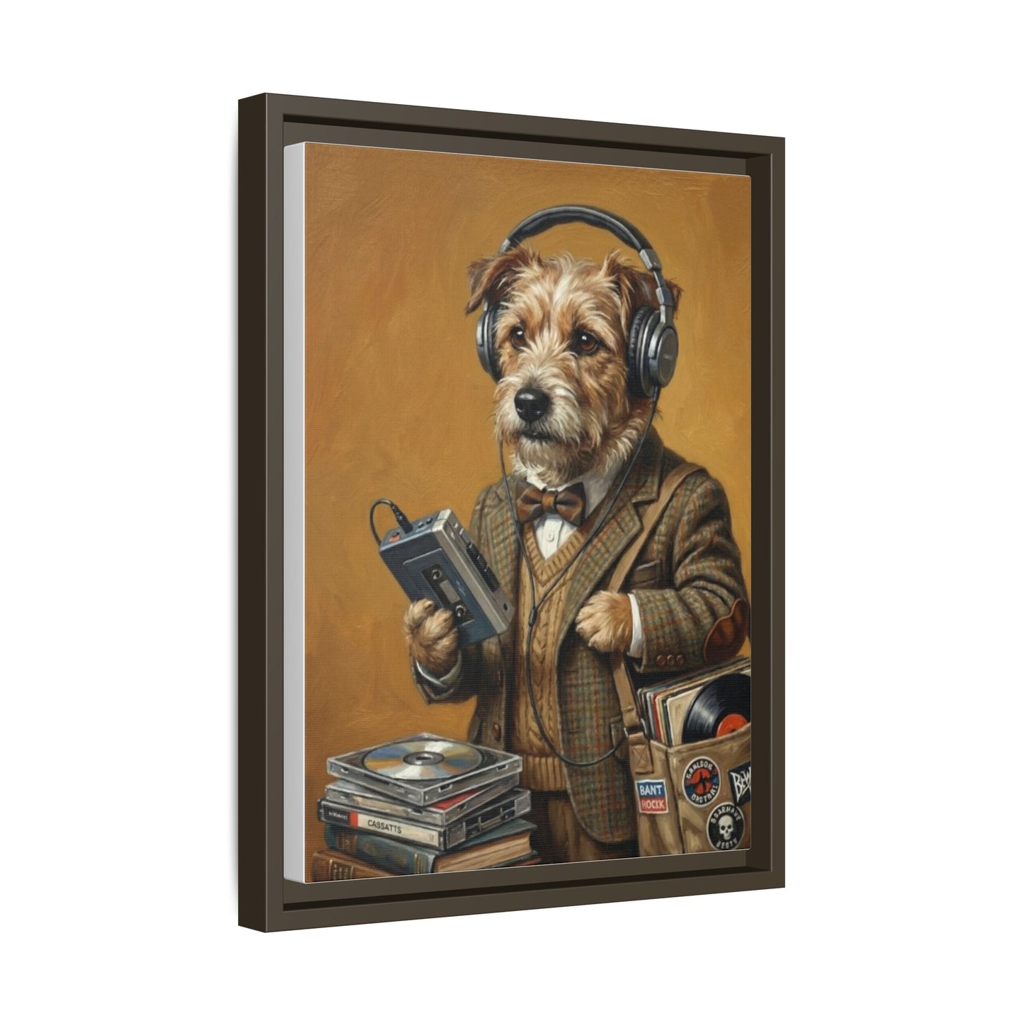 Vintage DJ Dog Matte Canvas Print
