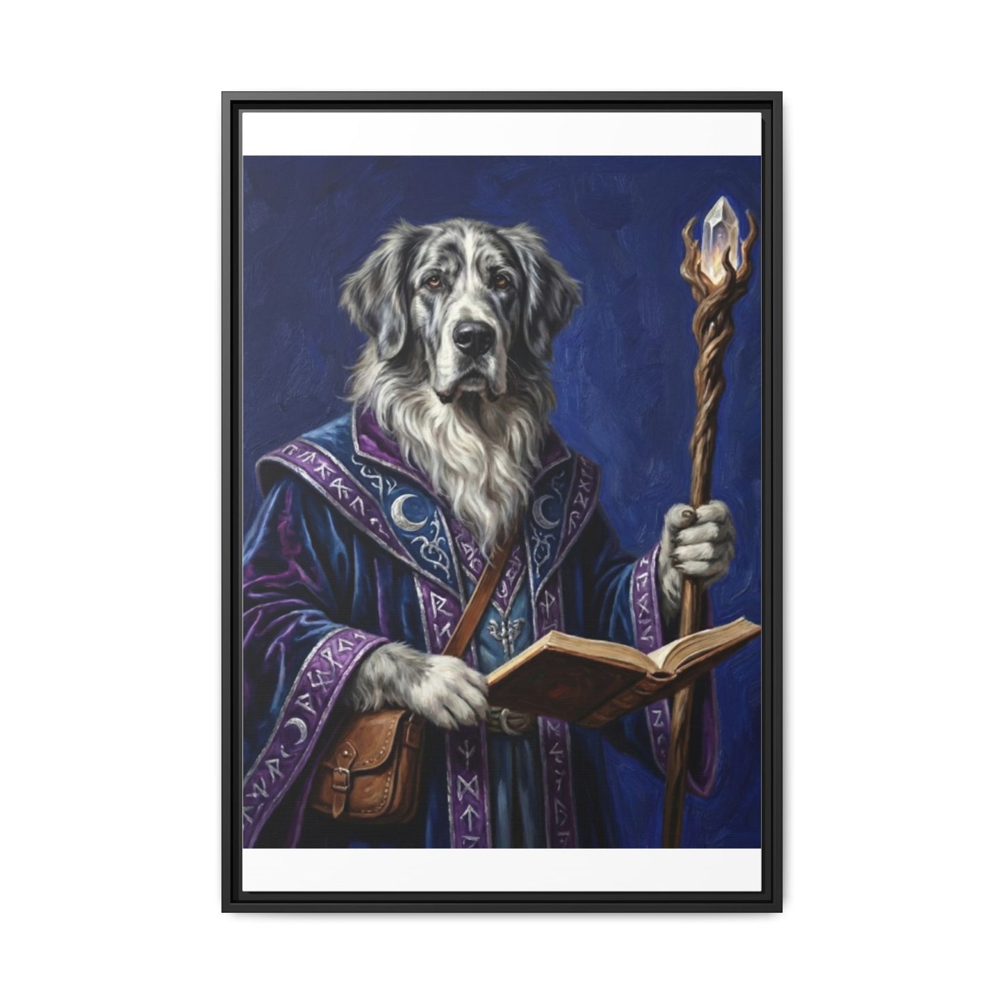 Wizard Dog Framed Canvas Print Mystic Canine Art