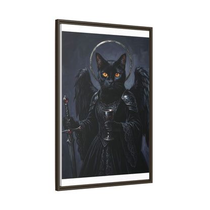 Gothic Black Cat with Halo & Chalice
