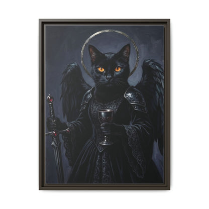 Gothic Black Cat with Halo & Chalice
