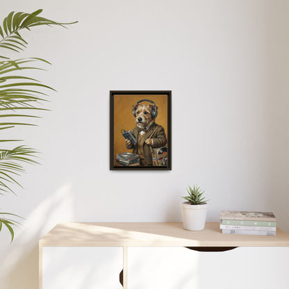 Vintage DJ Dog Matte Canvas Print