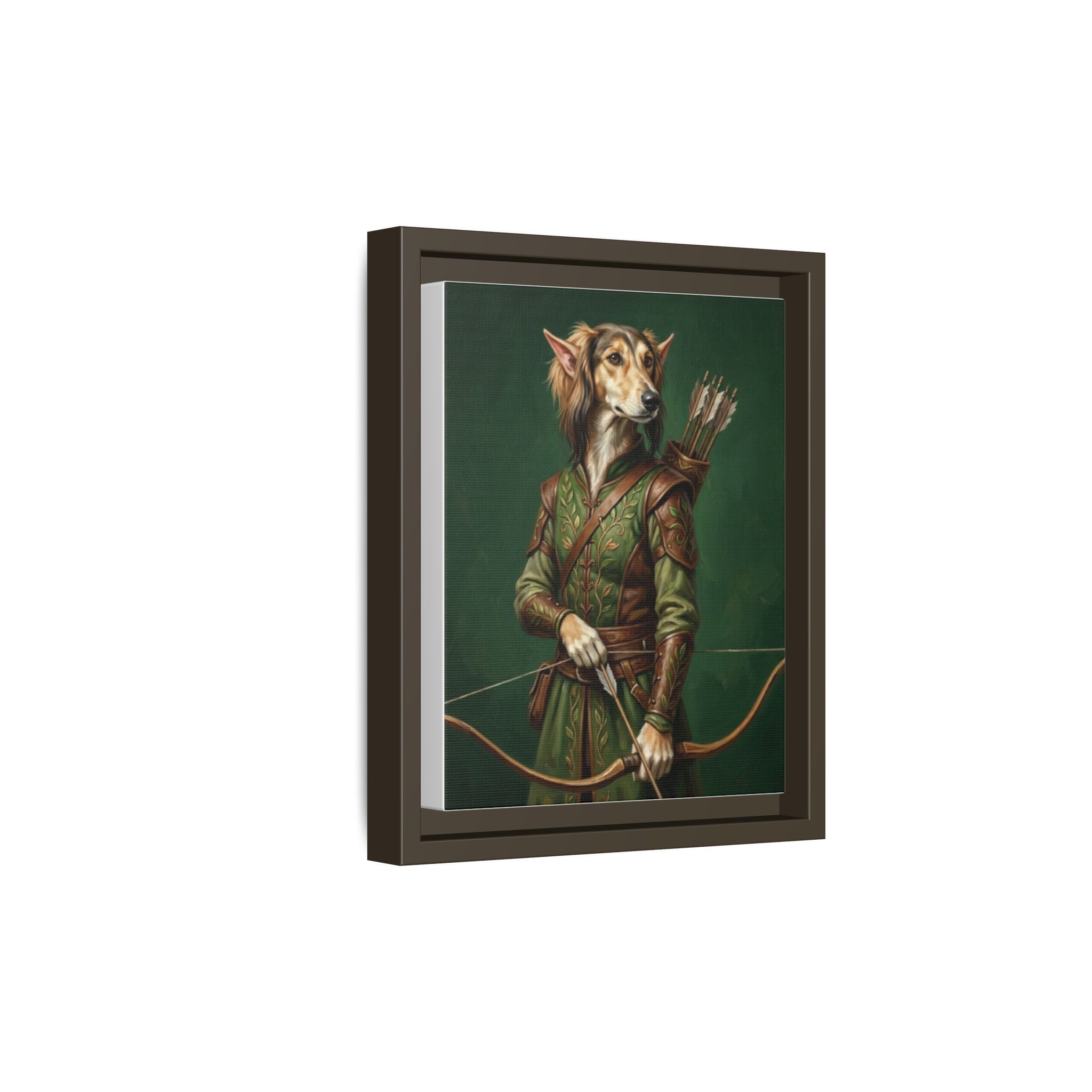 Archer Dog Matte Canvas Print — Framed Fantasy Animal Portrait