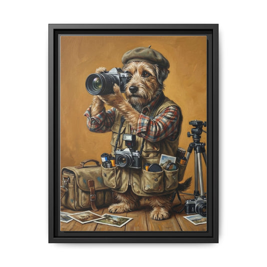 Whimsical Dog Photographer Matte Canvas Print