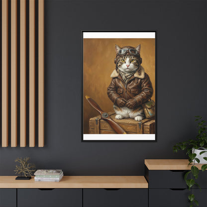 Pilot Cat Canvas Art