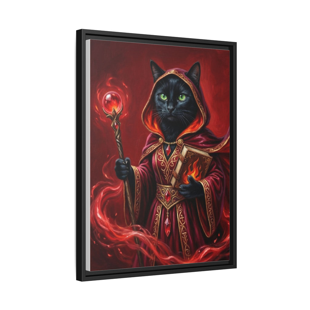 Black Cat Mage Matte Canvas Print (Framed)