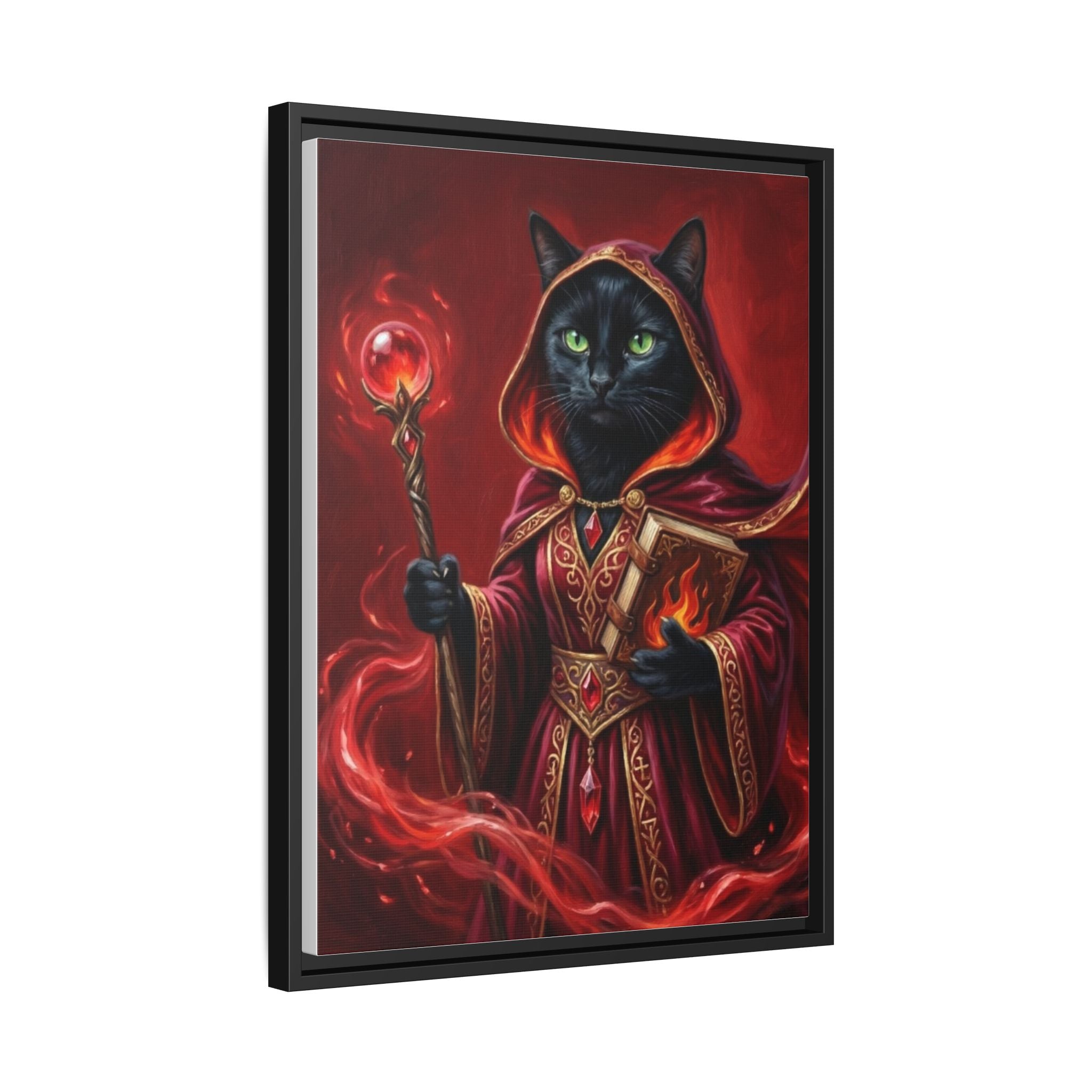 Black Cat Mage Matte Canvas Print (Framed)