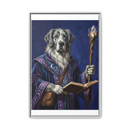 Wizard Dog Framed Canvas Print Mystic Canine Art