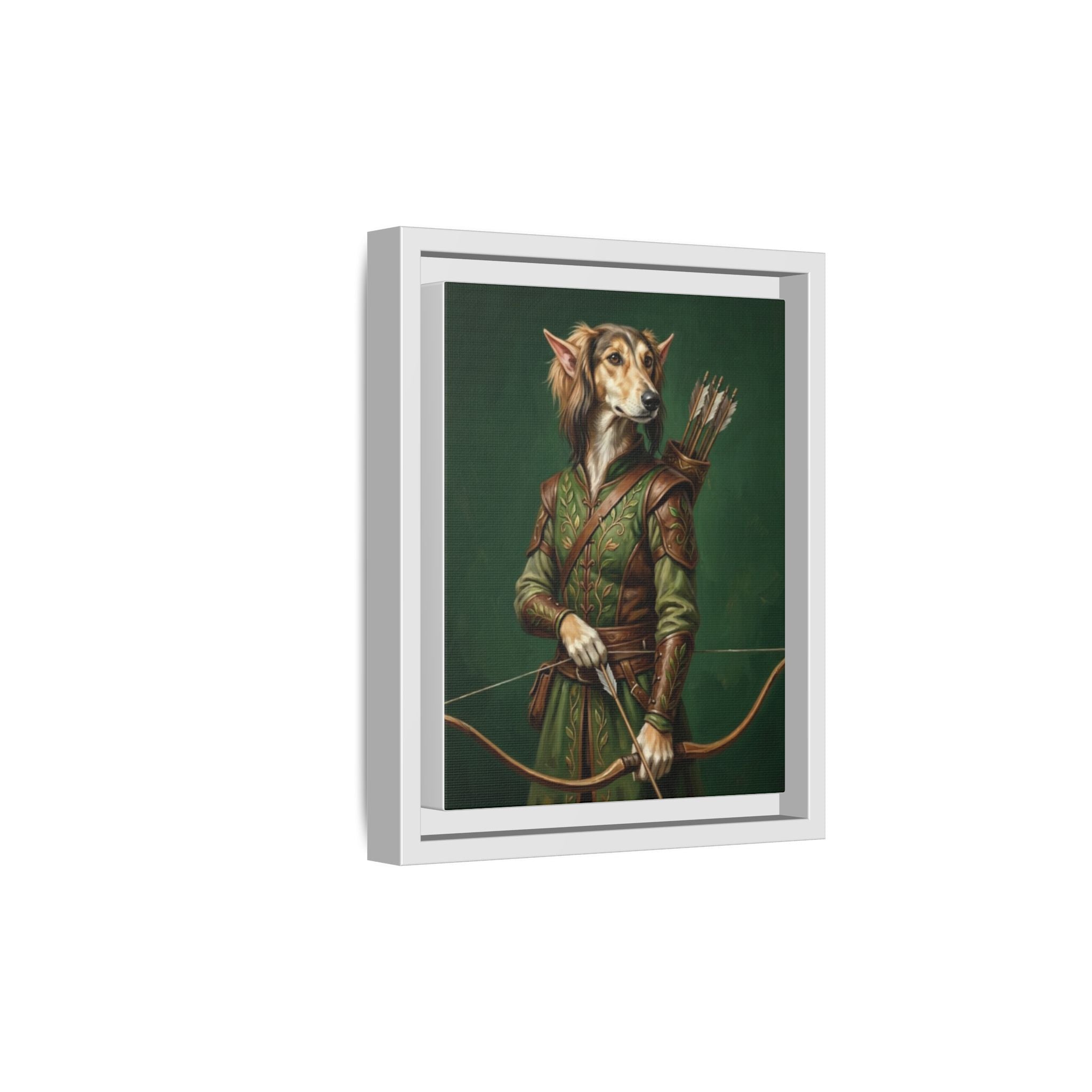 Archer Dog Matte Canvas Print — Framed Fantasy Animal Portrait