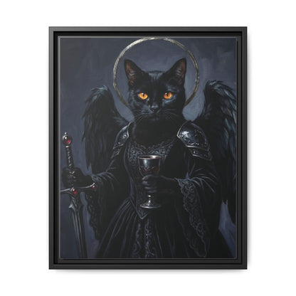Gothic Black Cat with Halo & Chalice