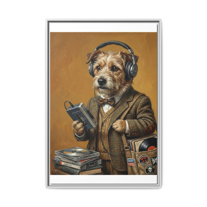 Vintage DJ Dog Matte Canvas Print
