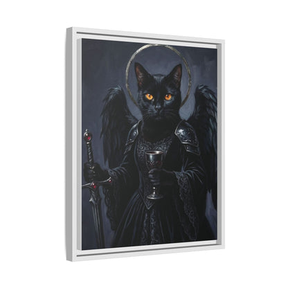 Gothic Black Cat with Halo & Chalice