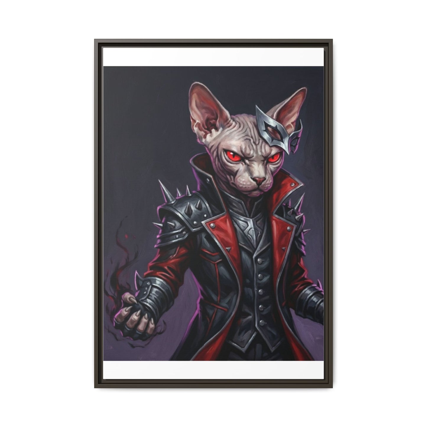 Dark Sphinx Cat Matte Framed Canvas Print Gothic Fantasy Wall Art