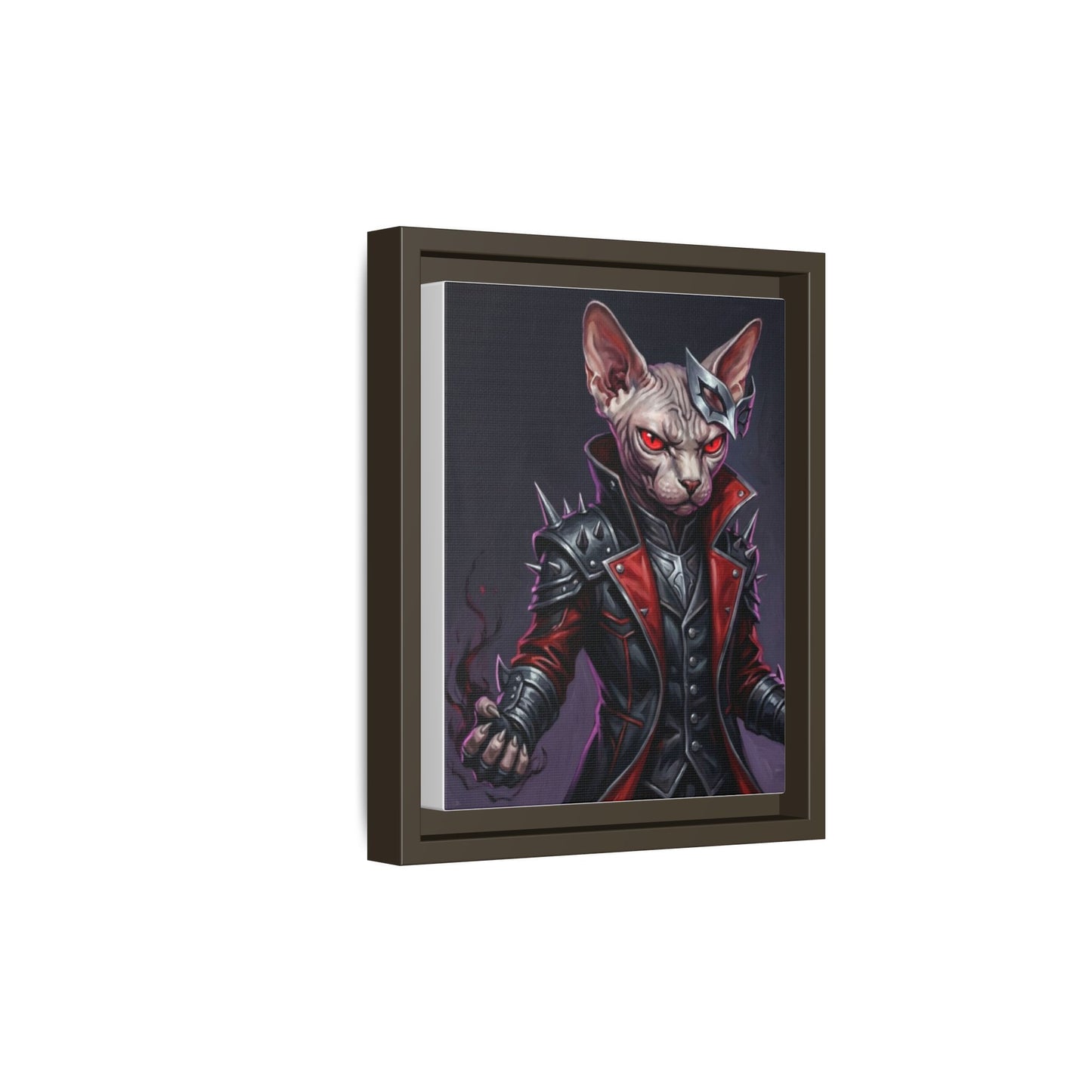 Dark Sphinx Cat Matte Framed Canvas Print Gothic Fantasy Wall Art