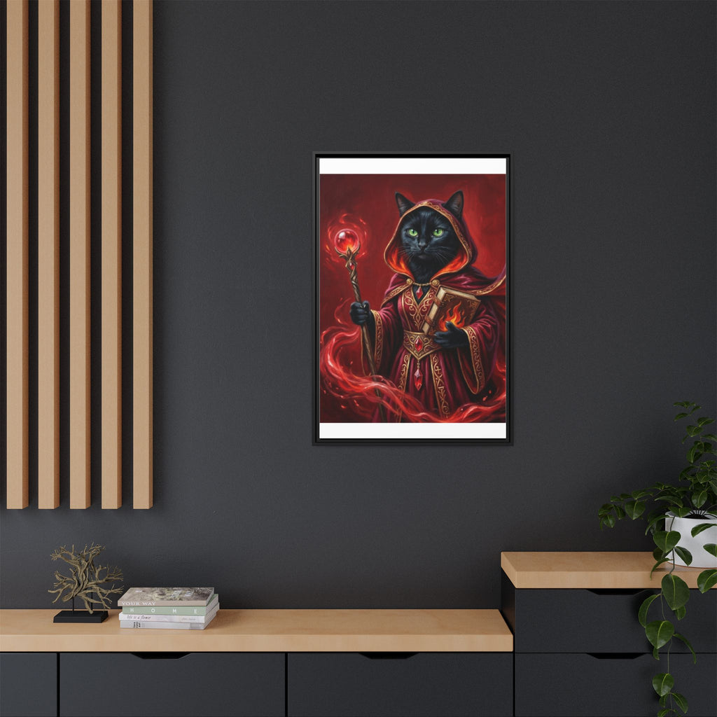 Black Cat Mage Matte Canvas Print (Framed)