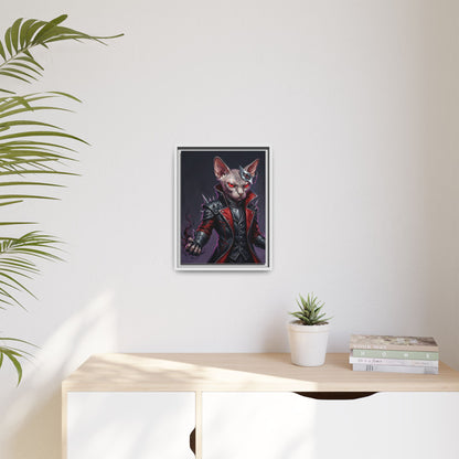 Dark Sphinx Cat Matte Framed Canvas Print Gothic Fantasy Wall Art