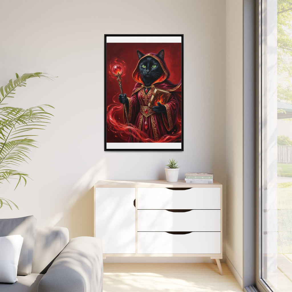 Black Cat Mage Matte Canvas Print (Framed)
