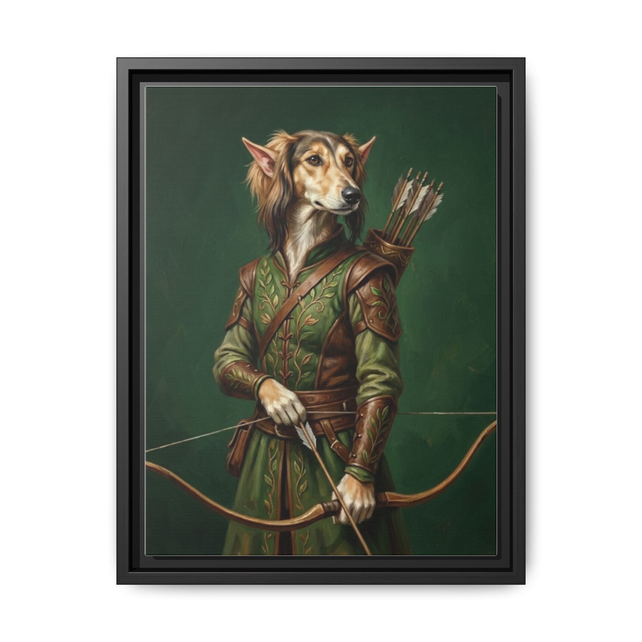 Archer Dog Matte Canvas Print — Framed Fantasy Animal Portrait