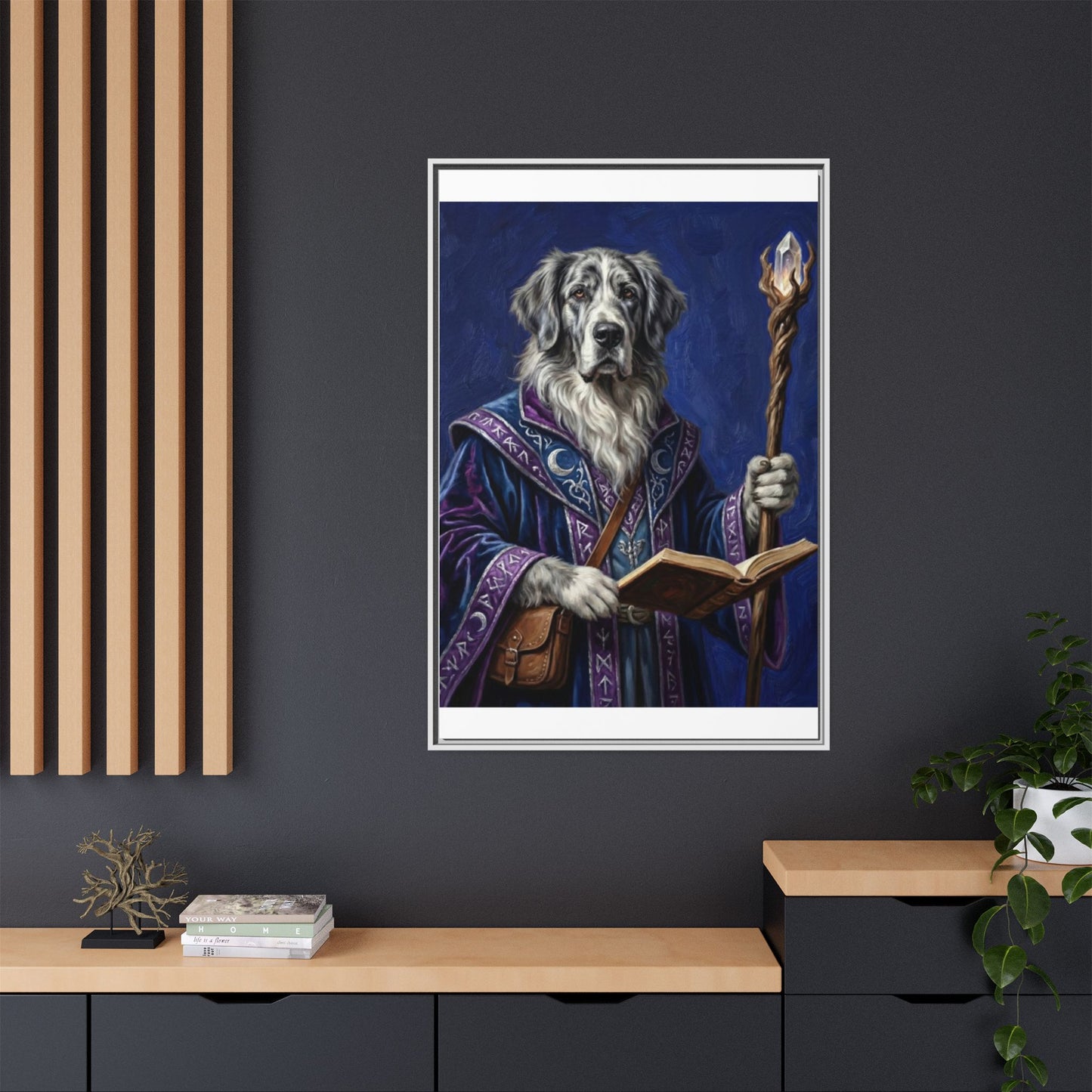 Wizard Dog Framed Canvas Print Mystic Canine Art