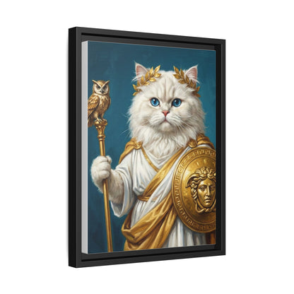 Regal Athena Cat Framed Canvas Print Mythic White Cat Wall Art
