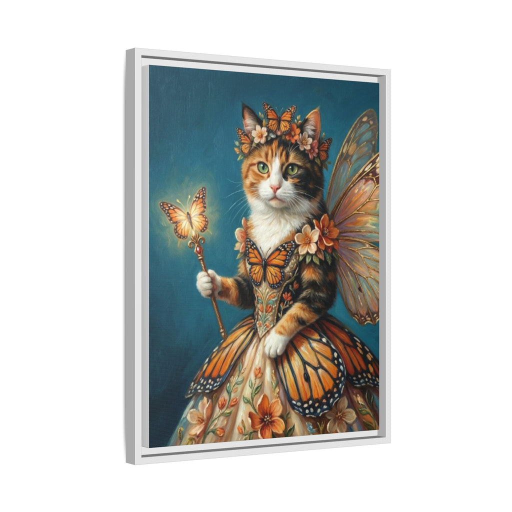 Butterfly Fairy Cat Matte Canvas Framed Art