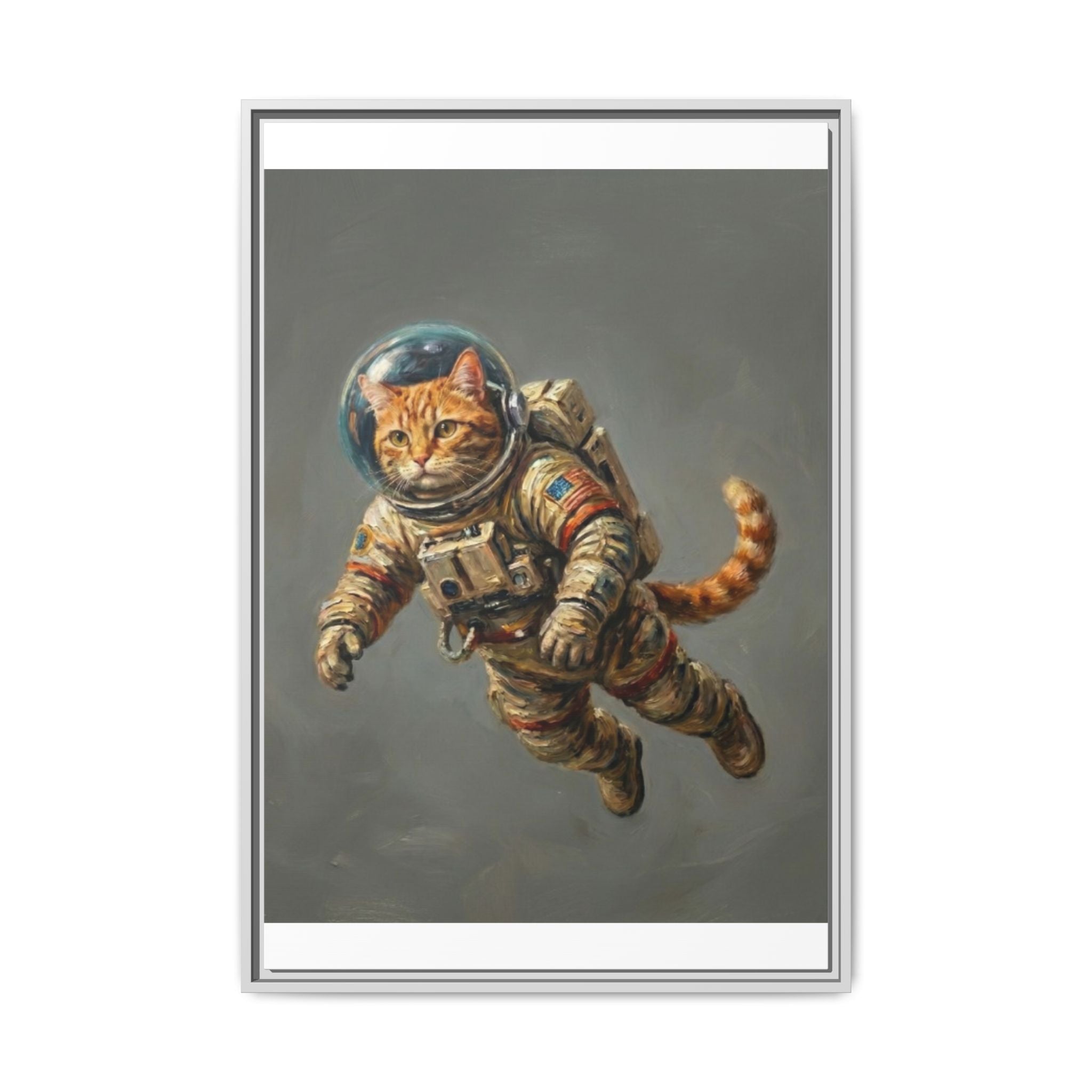 Astronaut Cat Matte Framed Canvas — Whimsical Space Cat Wall Art