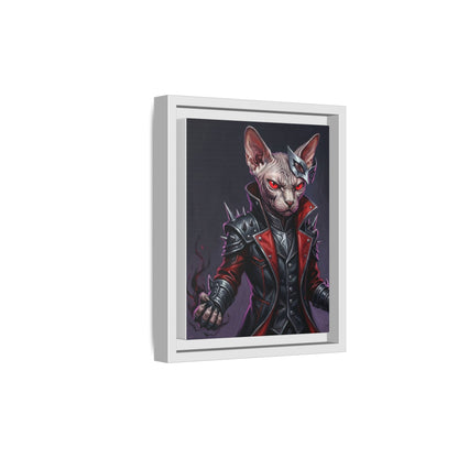 Dark Sphinx Cat Matte Framed Canvas Print Gothic Fantasy Wall Art