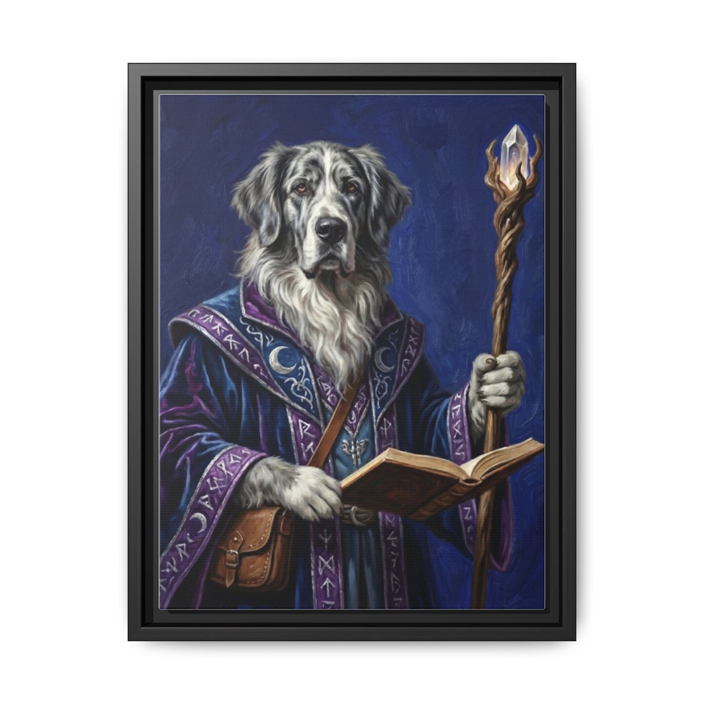Wizard Dog Framed Canvas Print Mystic Canine Art