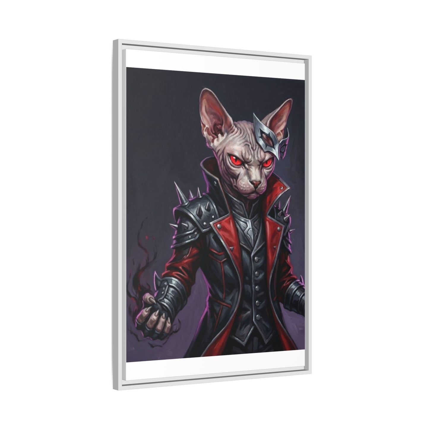 Dark Sphinx Cat Matte Framed Canvas Print Gothic Fantasy Wall Art