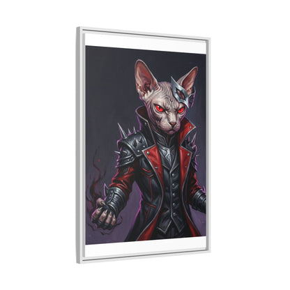 Dark Sphinx Cat Matte Framed Canvas Print Gothic Fantasy Wall Art