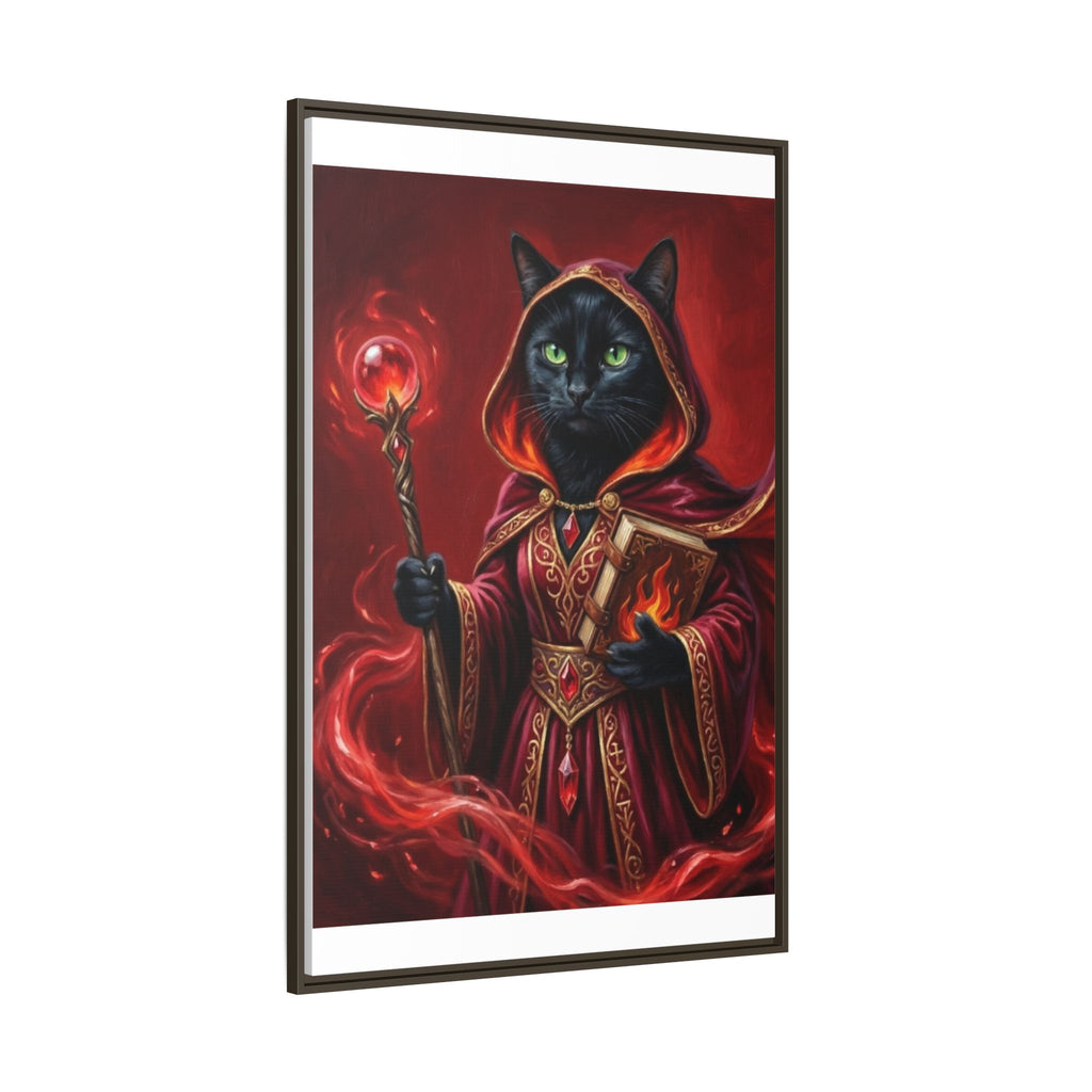 Black Cat Mage Matte Canvas Print (Framed)