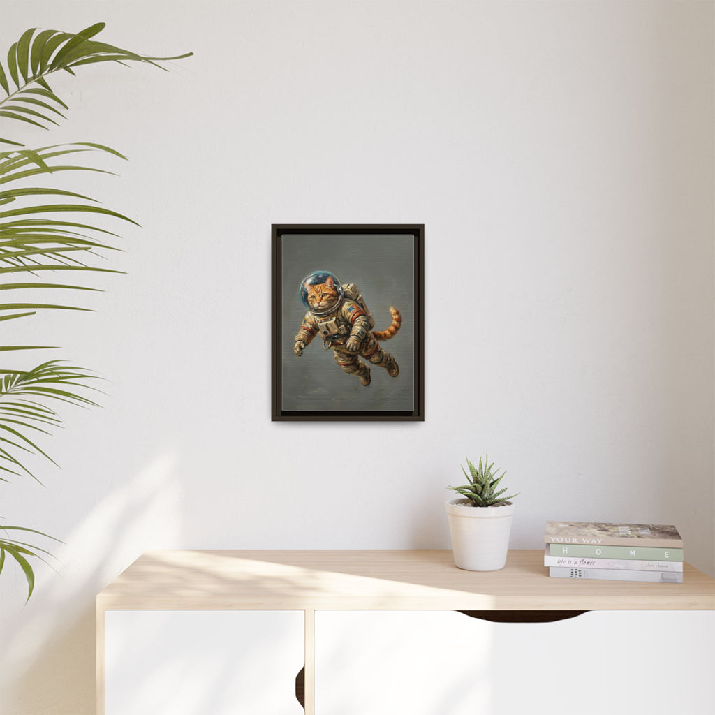 Astronaut Cat Matte Framed Canvas — Whimsical Space Cat Wall Art