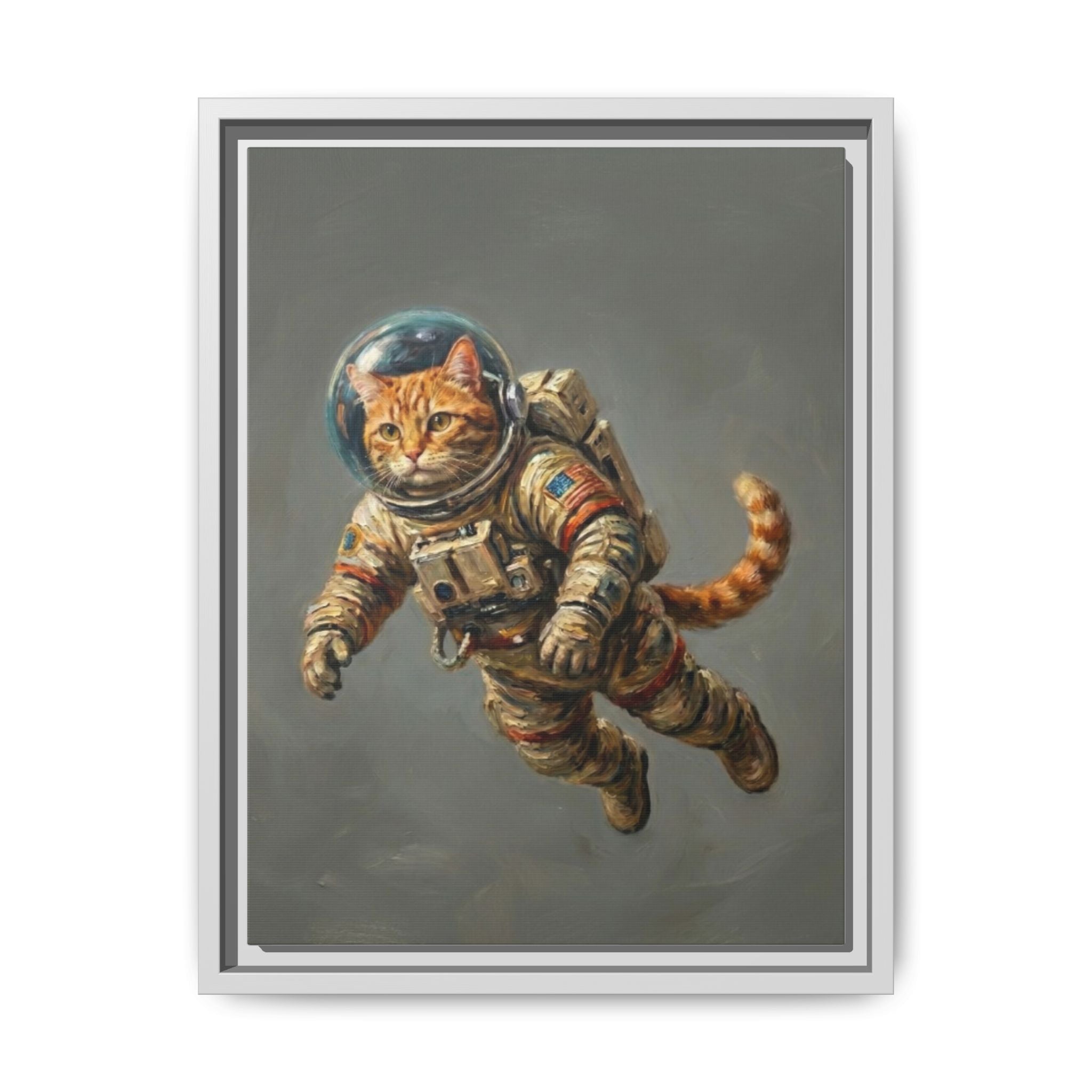 Astronaut Cat Matte Framed Canvas — Whimsical Space Cat Wall Art