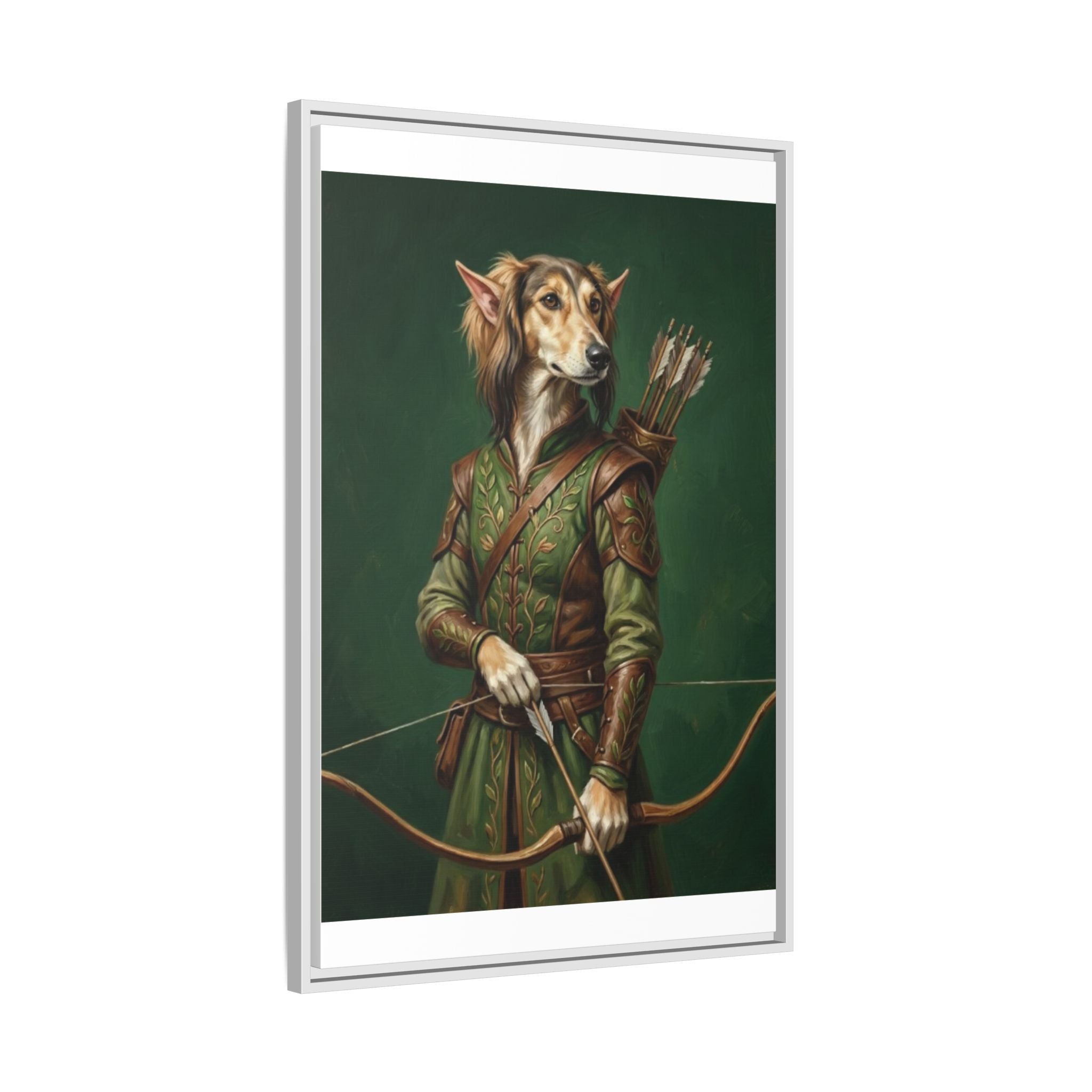 Archer Dog Matte Canvas Print — Framed Fantasy Animal Portrait
