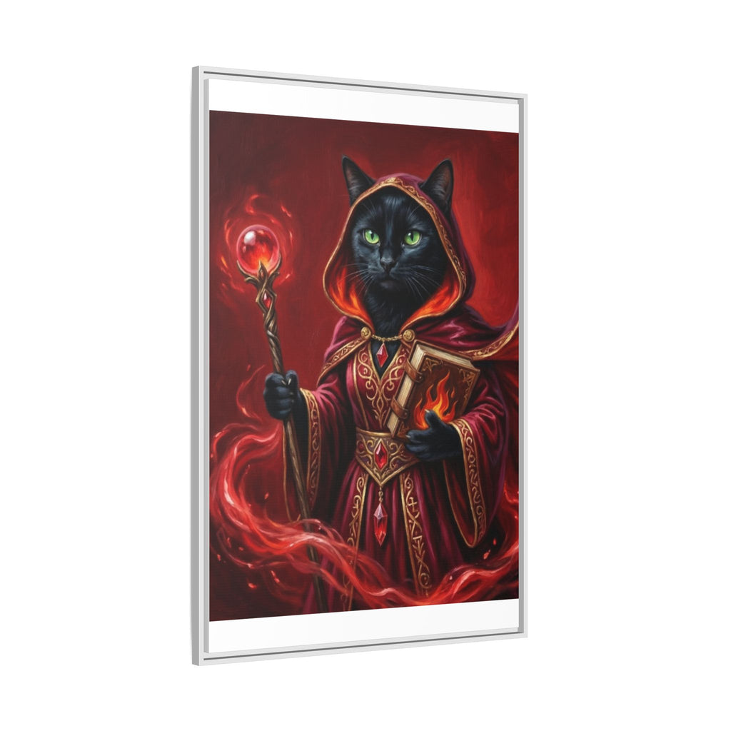 Black Cat Mage Matte Canvas Print (Framed)