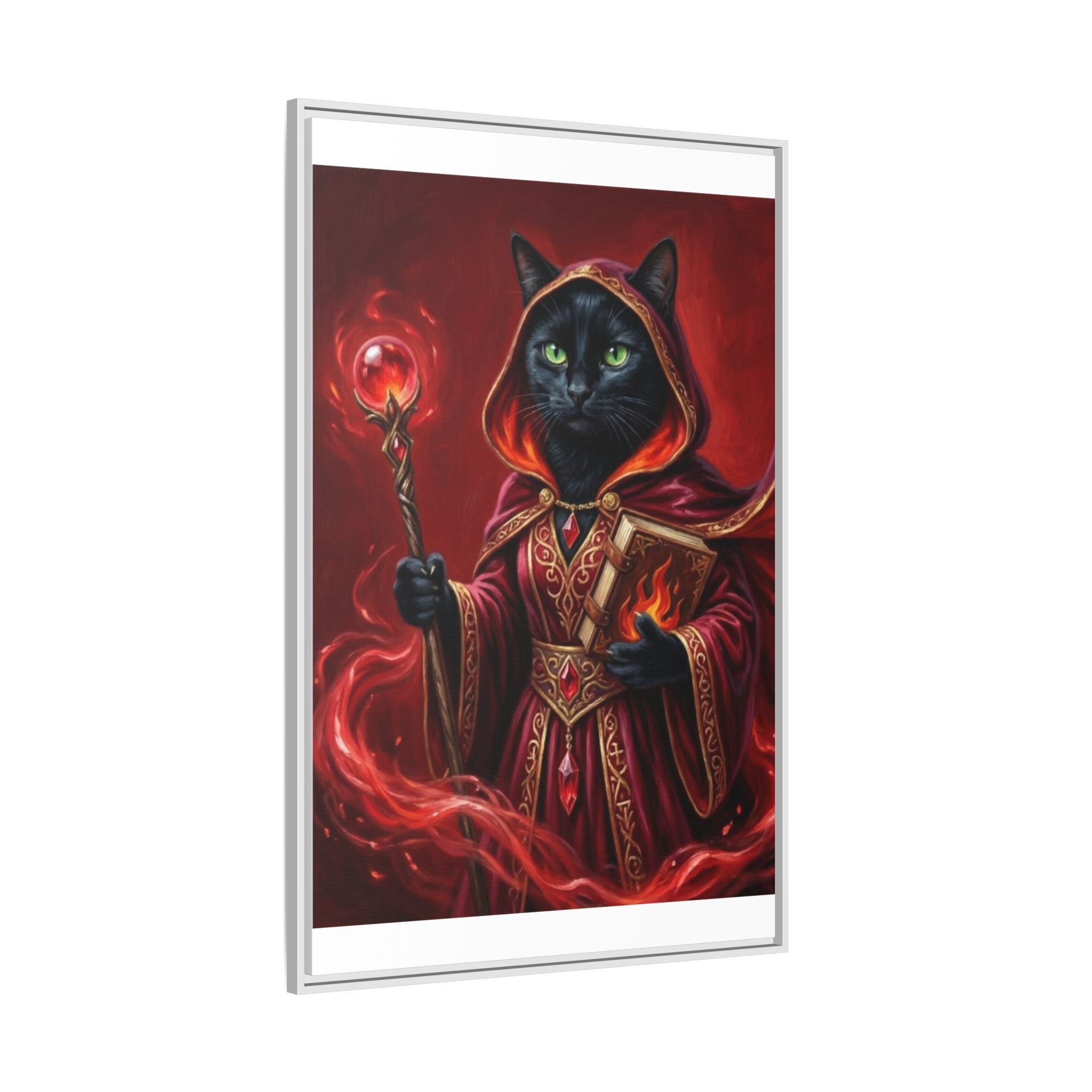 Black Cat Mage Matte Canvas Print (Framed)
