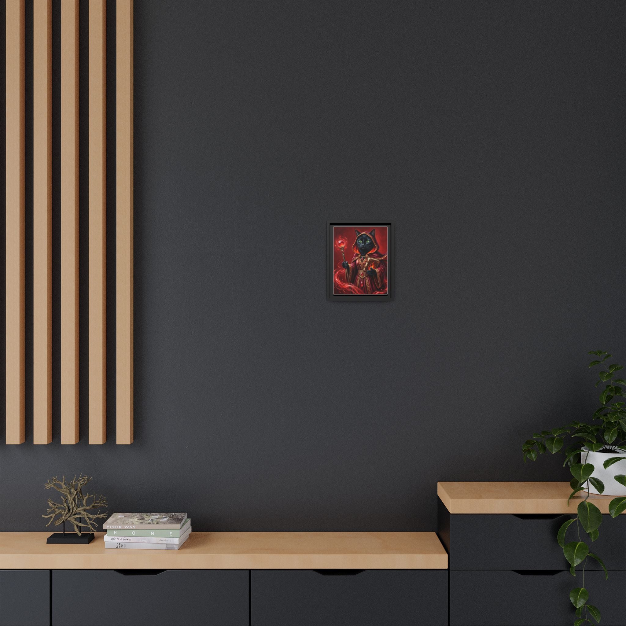 Black Cat Mage Matte Canvas Print (Framed)
