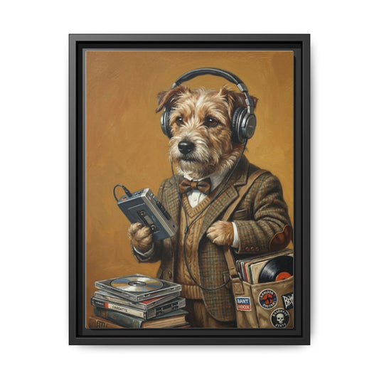 Vintage DJ Dog Matte Canvas Print
