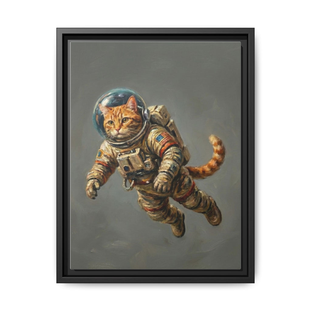 Astronaut Cat Matte Framed Canvas — Whimsical Space Cat Wall Art