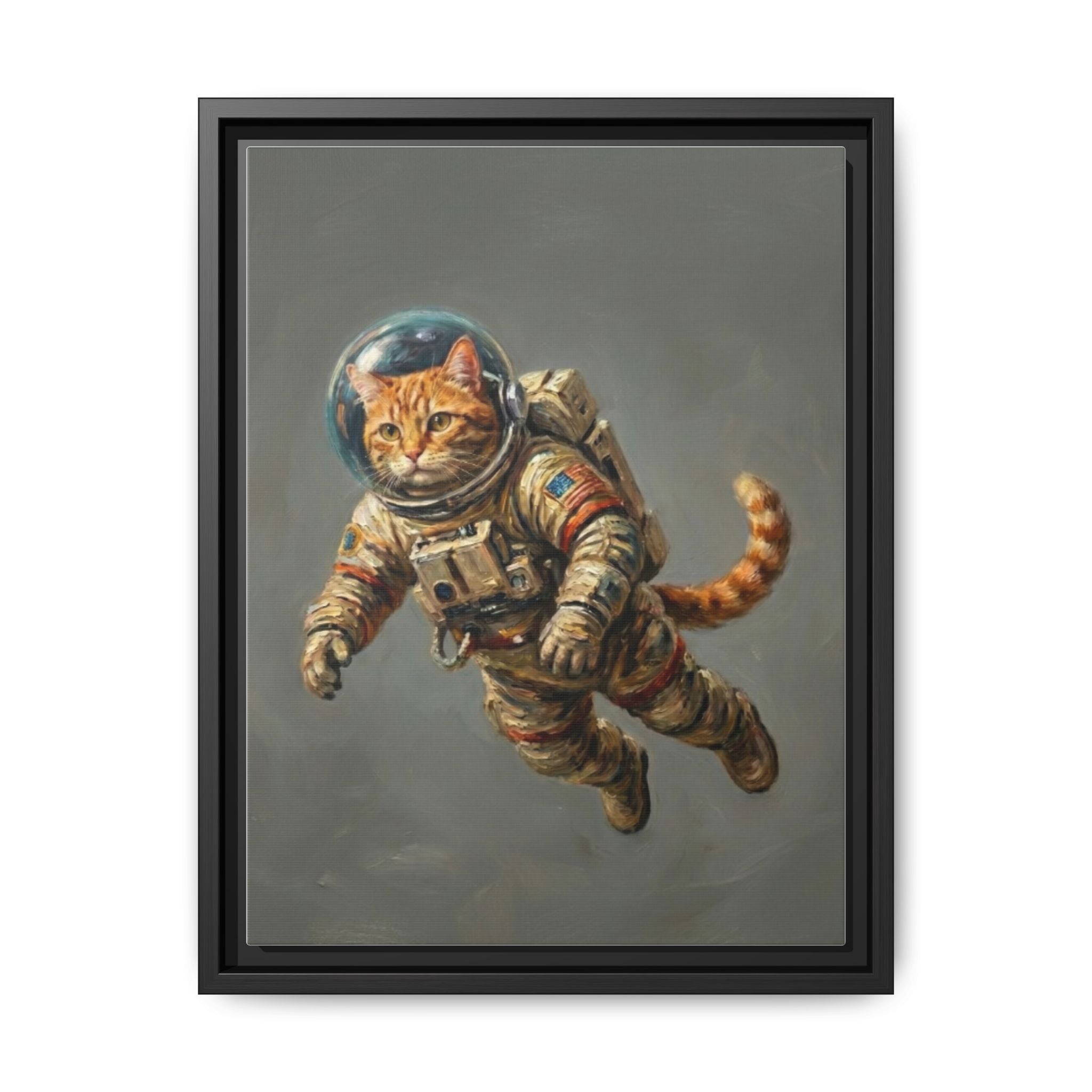 Astronaut Cat Matte Framed Canvas — Whimsical Space Cat Wall Art