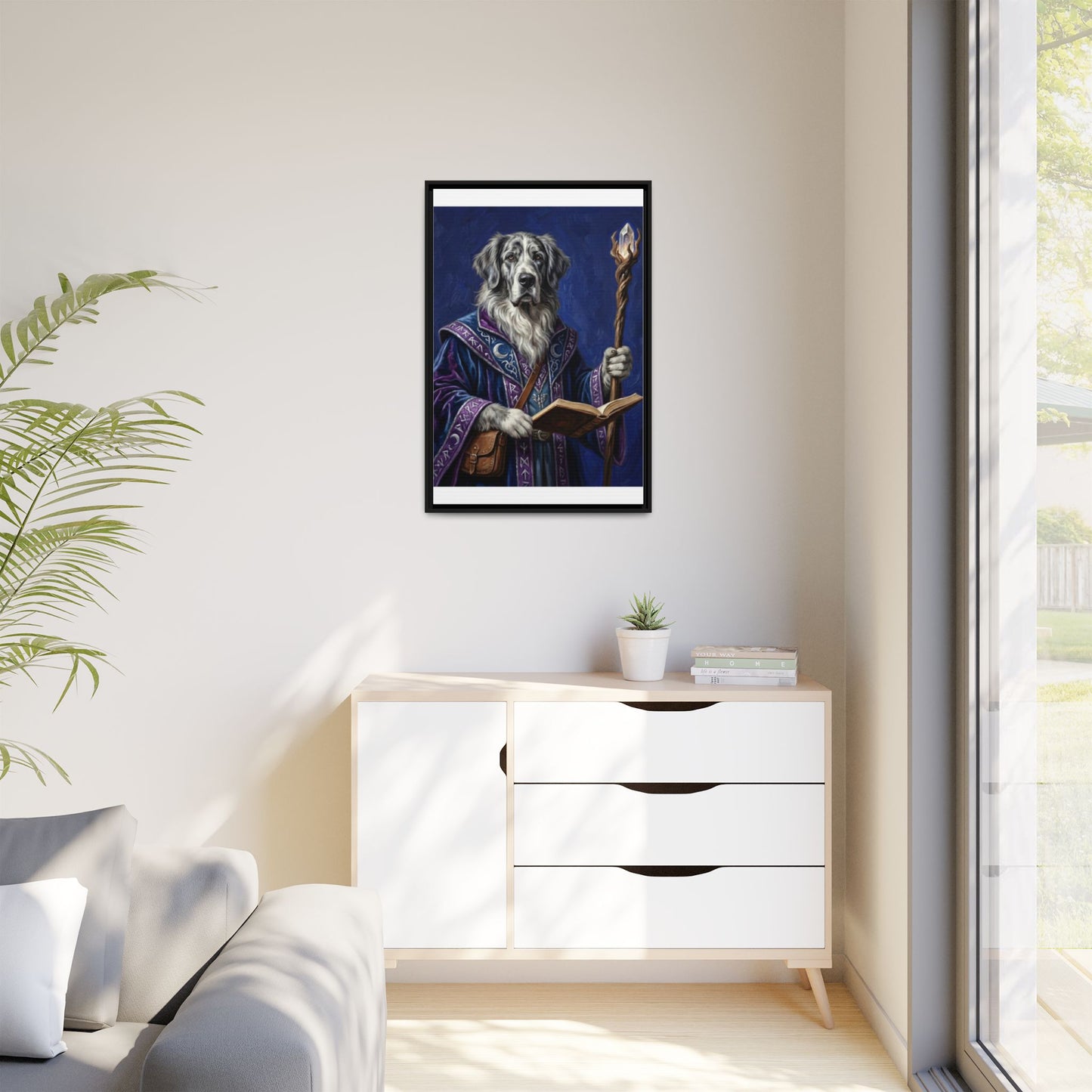 Wizard Dog Framed Canvas Print Mystic Canine Art