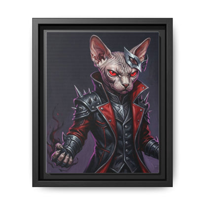 Dark Sphinx Cat Matte Framed Canvas Print Gothic Fantasy Wall Art
