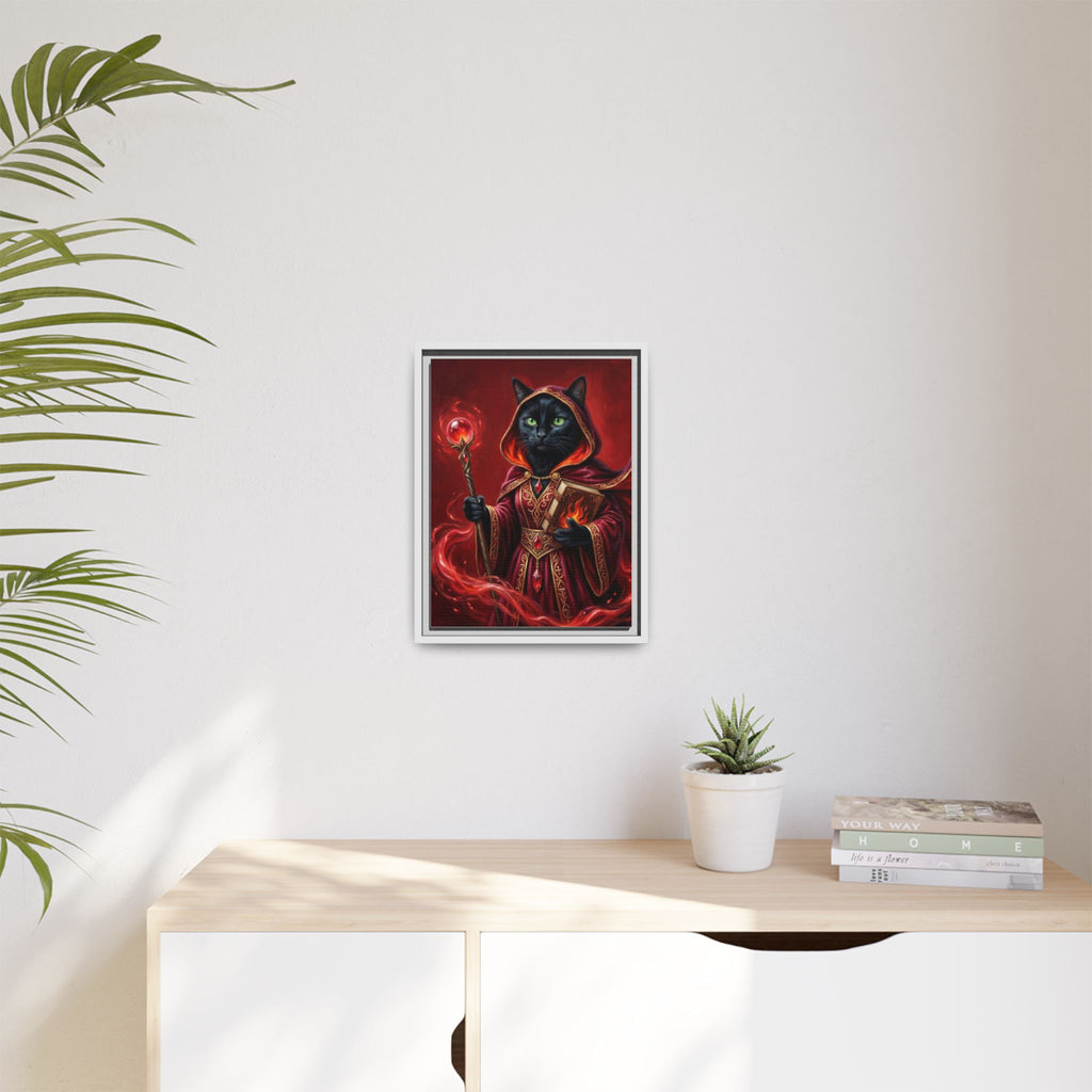 Black Cat Mage Matte Canvas Print (Framed)