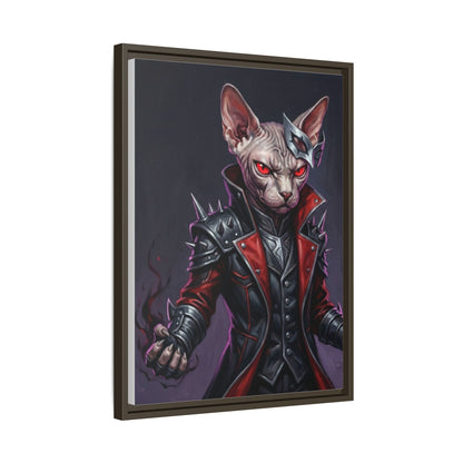 Dark Sphinx Cat Matte Framed Canvas Print Gothic Fantasy Wall Art