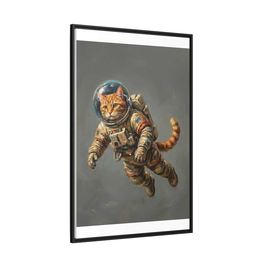 Astronaut Cat Matte Framed Canvas — Whimsical Space Cat Wall Art
