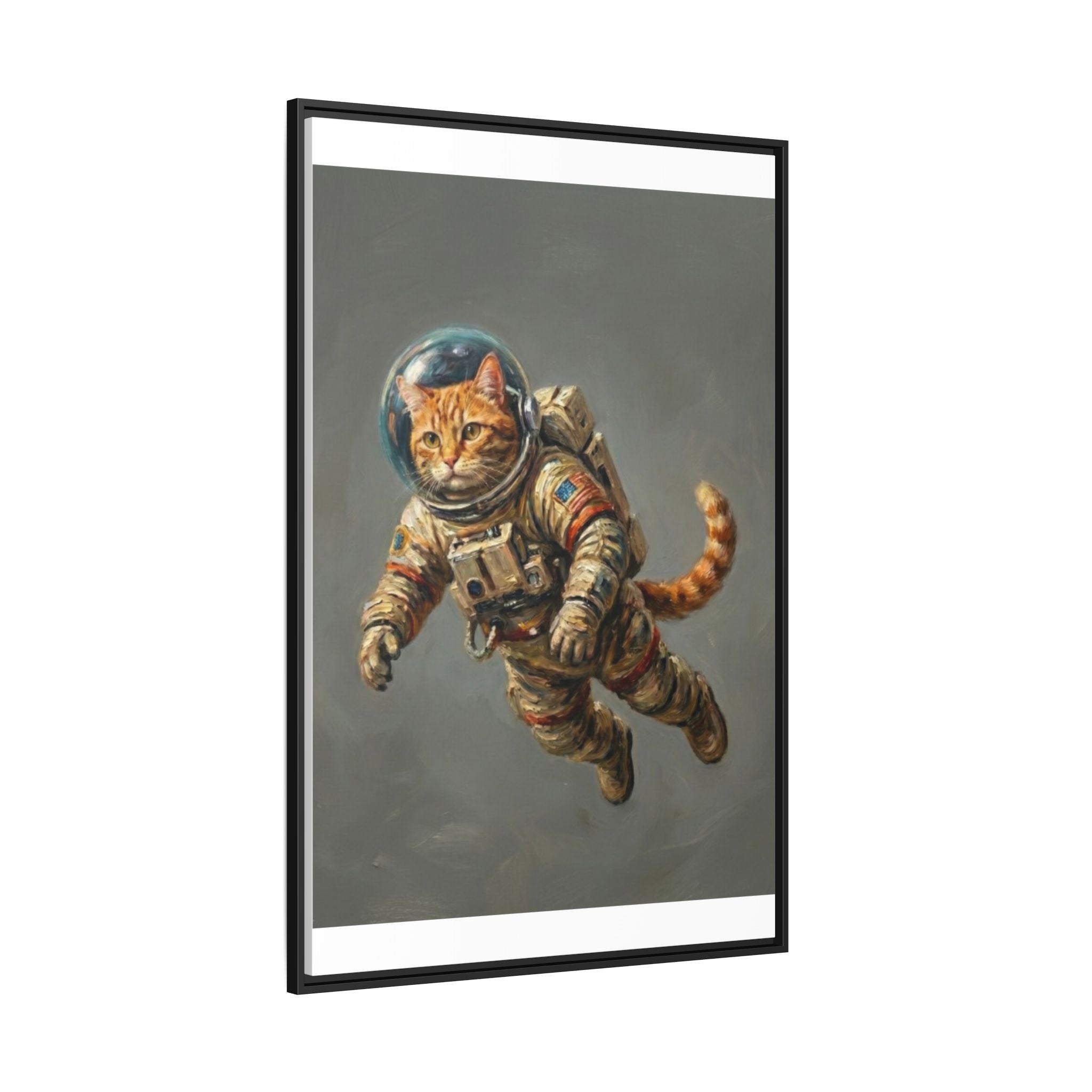Astronaut Cat Matte Framed Canvas — Whimsical Space Cat Wall Art
