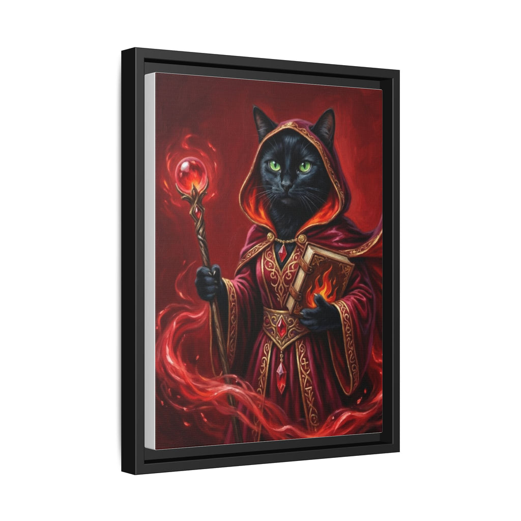 Black Cat Mage Matte Canvas Print (Framed)