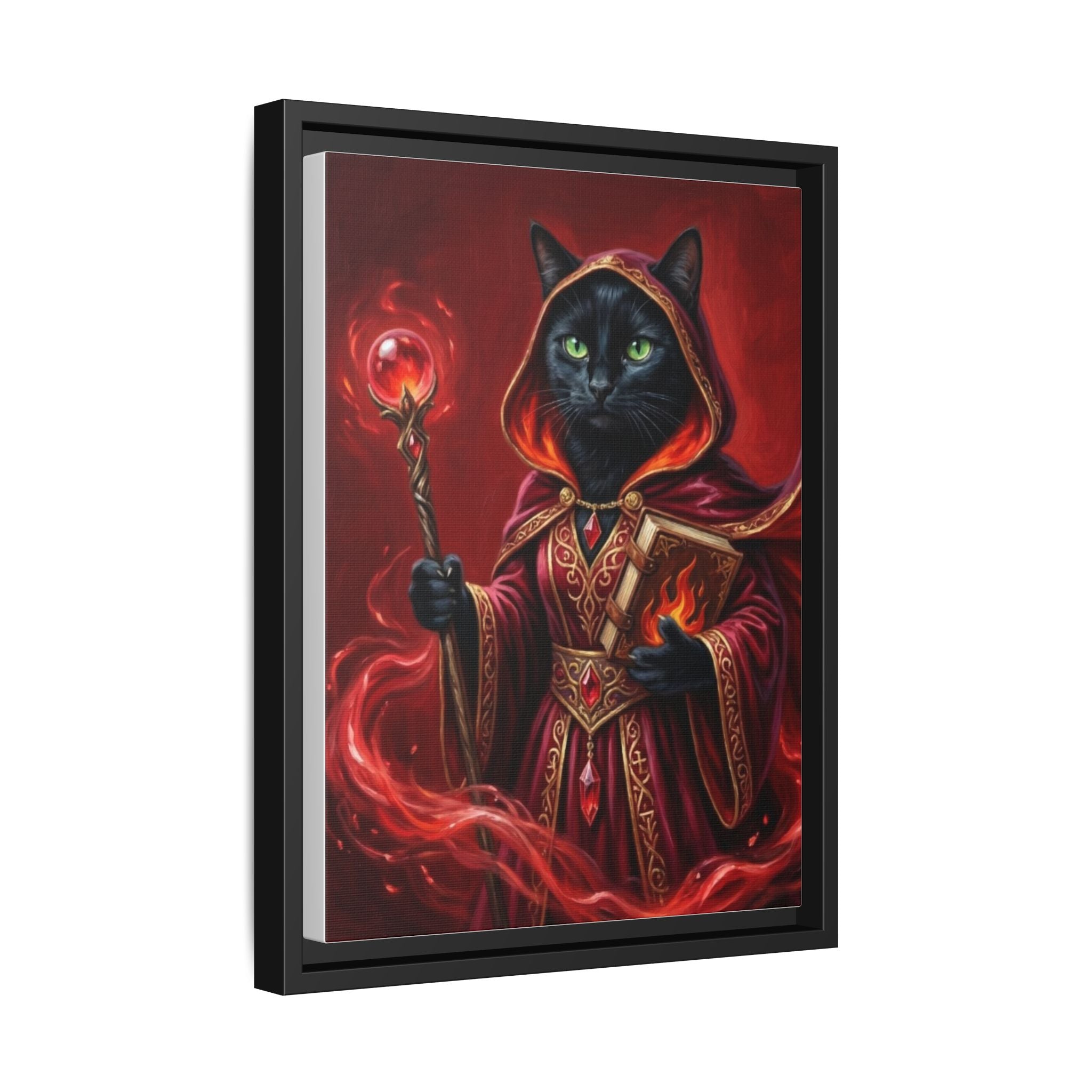 Black Cat Mage Matte Canvas Print (Framed)