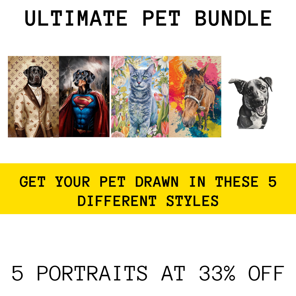 Ultimate Pet Portrait Bundle – All 5 Best-Selling Styles in One!