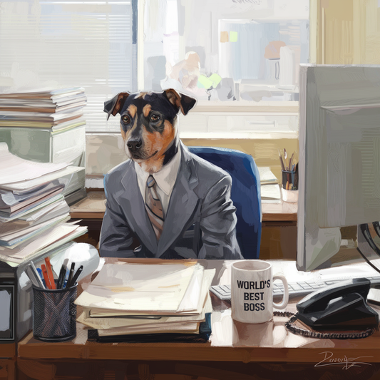 The Office-Inspired Custom Pet Portrait - Sitcom-Style Digital Artwork